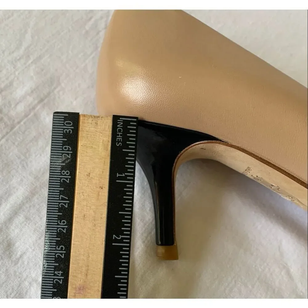 L.K. Bennett Roxy Trench black & tan Leather Heels Pumps Shoes sz 38